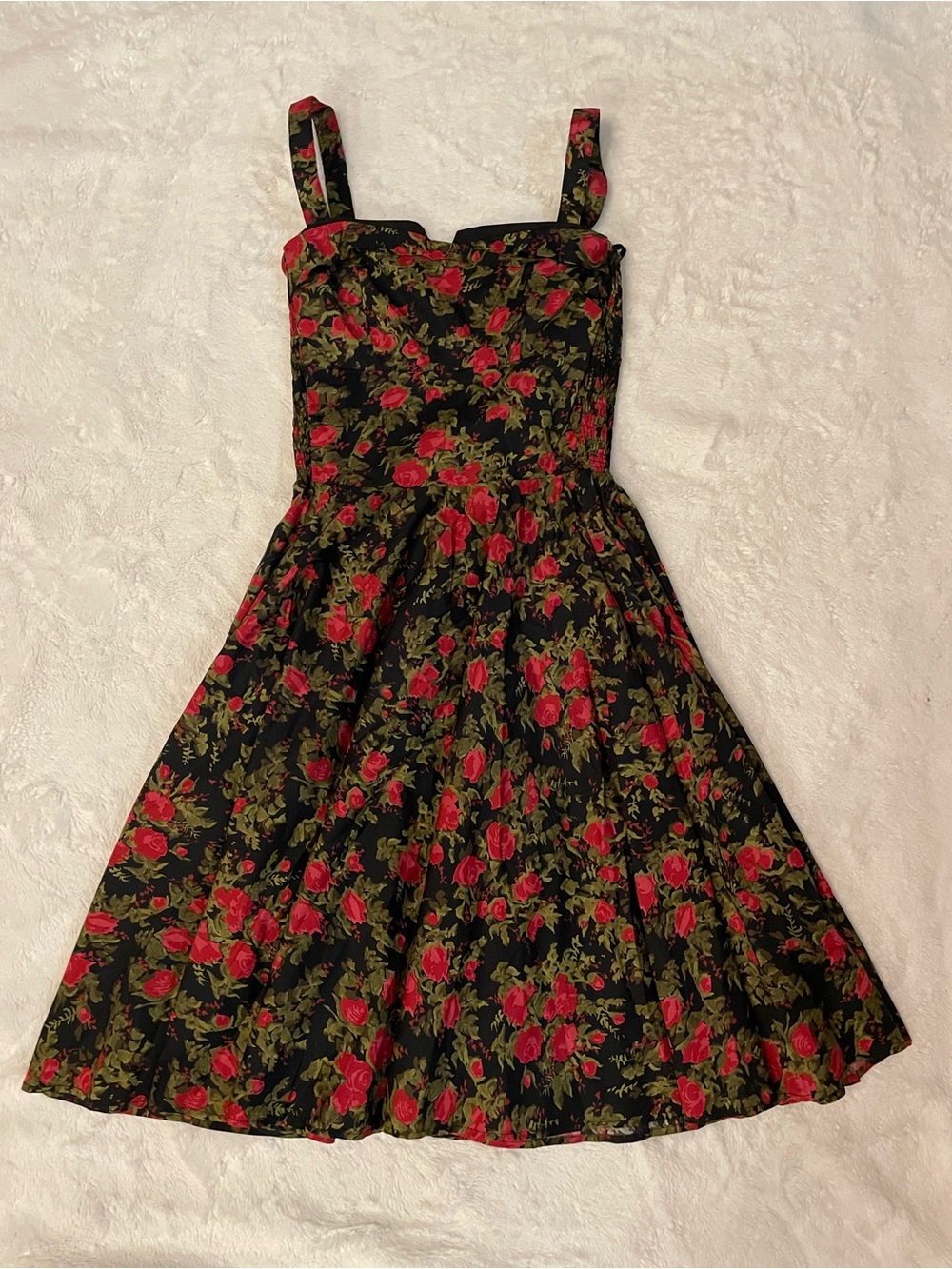 Trashy Diva by Candice Gwinn Black Dress with Red Rose Print